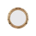 22" Round Distressed Metal Porthole Mirror Gold - Storied Home: Modern Style, No Assembly, Wall Mounted