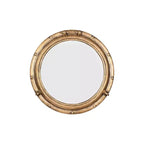 22" Round Distressed Metal Porthole Mirror Gold - Storied Home: Modern Style, No Assembly, Wall Mounted
