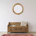 Miroir Hublot Rond en Métal Vieilli Doré 22", Style Moderne, Fixation Murale