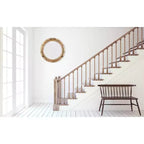 Miroir Hublot Rond en Métal Vieilli Doré 22", Style Moderne, Fixation Murale