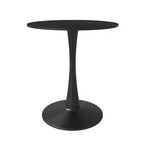 Table à manger ronde de 61 cm, table d'appoint de café avec plateau en pierre frittée et base piédestal noire en acier robuste pour la cuisine et les petits espaces