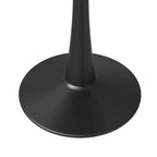 Table à manger ronde de 61 cm, table d'appoint de café avec plateau en pierre frittée et base piédestal noire en acier robuste pour la cuisine et les petits espaces