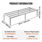 Support de stockage en aluminium, grille de sol commerciale 60 x 20 pour aliments, hauteur de 12 po du sol, capacité de 1 800 lb, entièrement soudé
