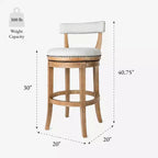 Tabouret de bar pivotant avec revêtement en tissu, hauteur d'assise 79 cm