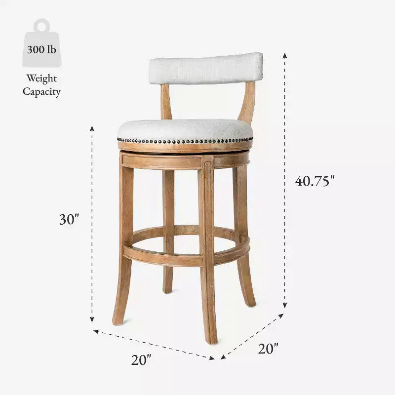 Swivel Bar Stool with Fabric Upholstery, 31" Seat Height