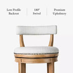 Tabouret de bar pivotant avec revêtement en tissu, hauteur d'assise 79 cm