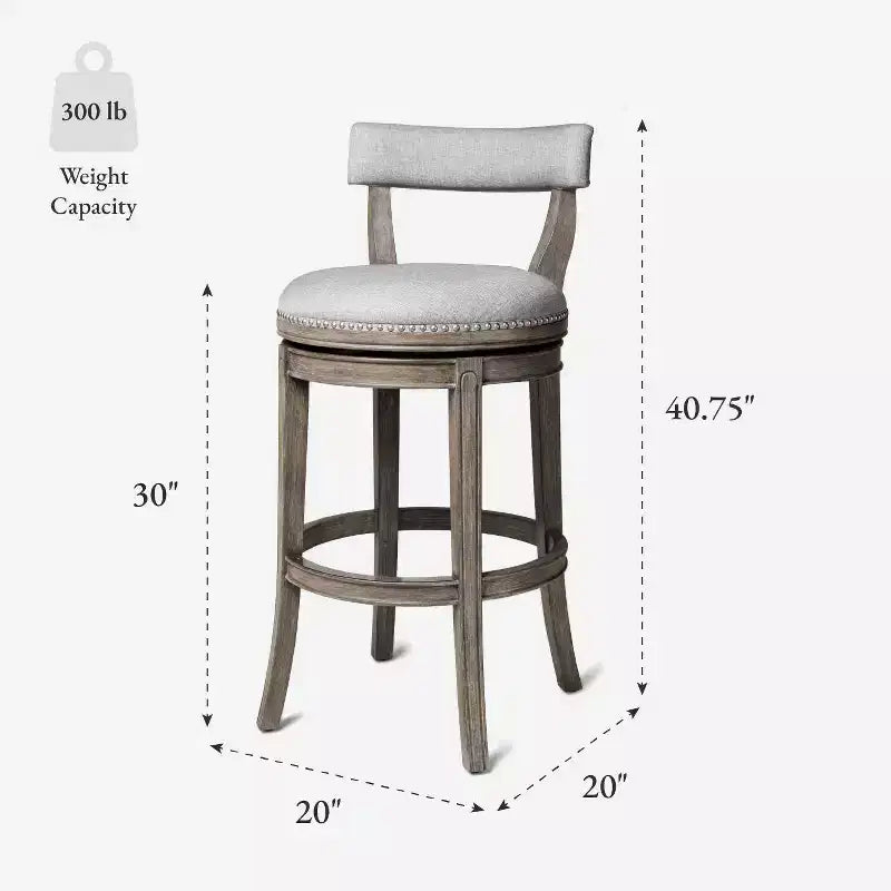 Swivel Bar Stool with Fabric Upholstery, 31" Seat Height