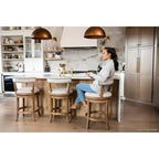 Tabouret de bar pivotant avec revêtement en tissu, hauteur d'assise 79 cm