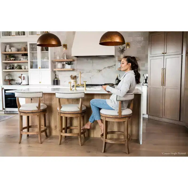 Swivel Bar Stool with Fabric Upholstery, 31" Seat Height