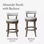 Tabouret de bar pivotant avec revêtement en tissu, hauteur d'assise 79 cm