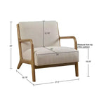 Fauteuil d'appoint avec rembourrage confortable, fauteuil de lecture élégant en bois massif de style Mid-Century pour salon, chambre à coucher, salle d'attente