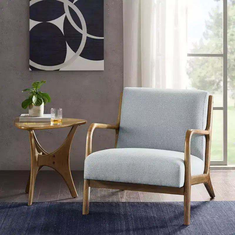 Leisure Accent Chair with Comfy Upholstery, Solid Wood Mid-Century Stylish Reading Armchair for Living Room Bedroom Waiting Room