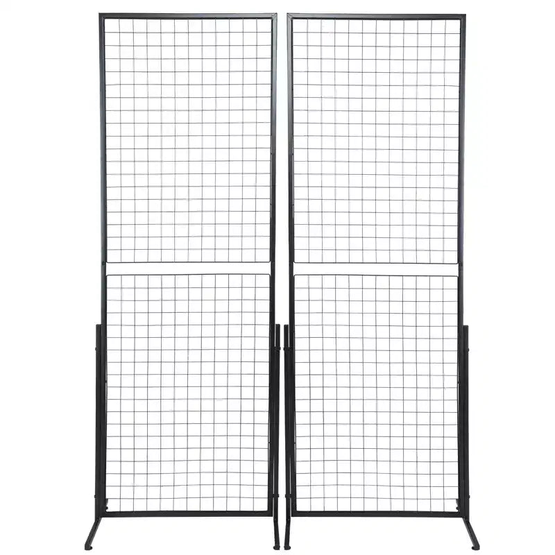 VEVOR 2' x 5.6' Grid Wall Panels Tower, 2 Packs Wire Gridwall Display Racks with T-Base Floorstanding, Double Side Gridwall Panels