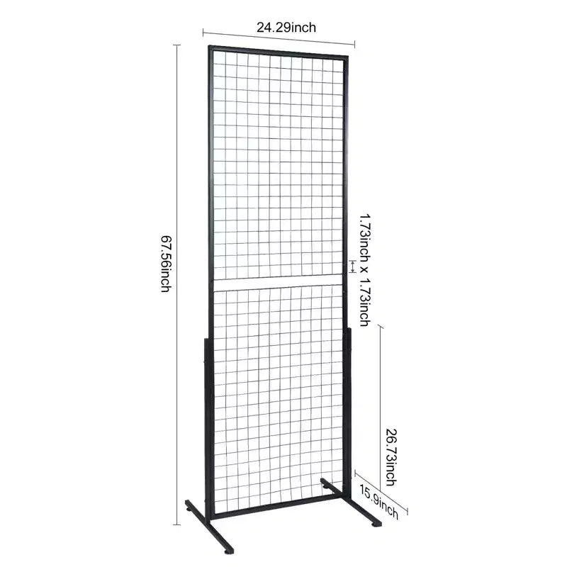 2' x 5.6' Grid Wall Panels Tower, 2 Packs Wire Gridwall Display Racks with T-Base Floorstanding, Double Side Gridwall Panels