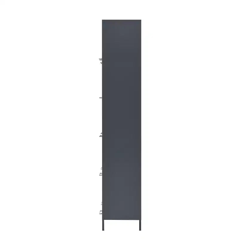 Tall Display Cabinet with Glass Doors, 5-Tier Steel Barrister Bookcase Curio Cabinet, Black