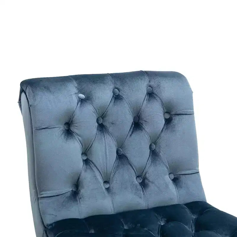 Modern Armless Velvet Accent Chair, Upholstered Fabric Button Comfortable Chair with Wooden Legs