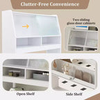 Buffet avec huche et table pliante de 33,5 po, unité de rangement 2-en-1 peu encombrante pour petits espaces