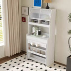 Buffet avec huche et table pliante de 33,5 po, unité de rangement 2-en-1 peu encombrante pour petits espaces