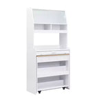 Buffet avec huche et table pliante de 33,5 po, unité de rangement 2-en-1 peu encombrante pour petits espaces