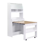 Buffet avec huche et table pliante de 33,5 po, unité de rangement 2-en-1 peu encombrante pour petits espaces