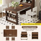 Buffet avec huche et table pliante de 33,5 po, unité de rangement 2-en-1 peu encombrante pour petits espaces