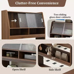Buffet avec huche et table pliante de 33,5 po, unité de rangement 2-en-1 peu encombrante pour petits espaces