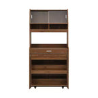 Buffet avec huche et table pliante de 33,5 po, unité de rangement 2-en-1 peu encombrante pour petits espaces