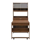 Buffet avec huche et table pliante de 33,5 po, unité de rangement 2-en-1 peu encombrante pour petits espaces