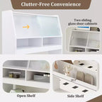 Buffet avec huche et table pliante de 33,5 po, unité de rangement 2-en-1 peu encombrante pour petits espaces
