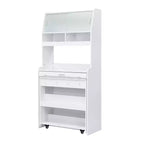 Buffet avec huche et table pliante de 33,5 po, unité de rangement 2-en-1 peu encombrante pour petits espaces