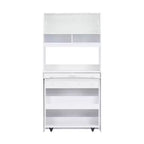 Buffet avec huche et table pliante de 33,5 po, unité de rangement 2-en-1 peu encombrante pour petits espaces