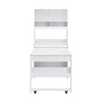 Buffet avec huche et table pliante de 33,5 po, unité de rangement 2-en-1 peu encombrante pour petits espaces