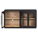 Buffet de rangement 4 portes avec portes vitrées, design rétro arqué
