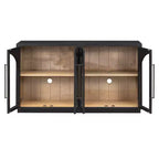 Buffet de rangement 4 portes avec portes vitrées, design rétro arqué
