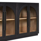 Buffet de rangement 4 portes avec portes vitrées, design rétro arqué