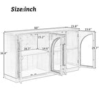 Buffet de rangement 4 portes avec portes vitrées, design rétro arqué