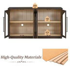 Buffet de rangement 4 portes avec portes vitrées, design rétro arqué