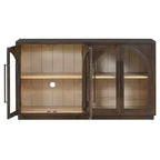 Buffet de rangement 4 portes avec portes vitrées, design rétro arqué