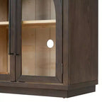 Buffet de rangement 4 portes avec portes vitrées, design rétro arqué