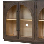 Buffet de rangement 4 portes avec portes vitrées, design rétro arqué