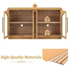 Buffet de rangement 4 portes avec portes vitrées, design rétro arqué