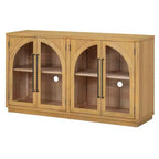 Buffet de rangement 4 portes avec portes vitrées, design rétro arqué