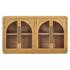 Buffet de rangement 4 portes avec portes vitrées, design rétro arqué