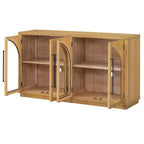 Buffet de rangement 4 portes avec portes vitrées, design rétro arqué