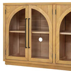 Buffet de rangement 4 portes avec portes vitrées, design rétro arqué