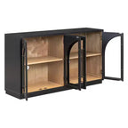 Buffet de rangement 4 portes avec portes vitrées, design rétro arqué