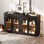 Whisen 4-Door Large Storage Sideboard Buffet Cabinet with Glass Doors