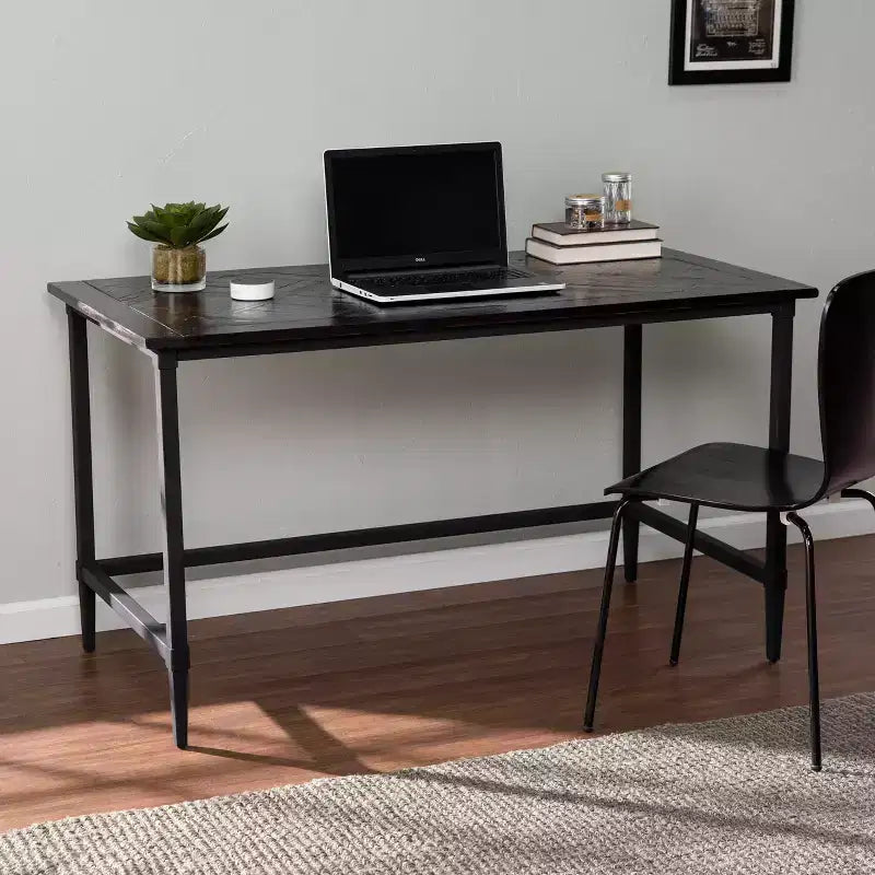 Lawrenny Reclaimed Wood Desk - Black - SEI