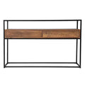 Olivern Glass-Top Console Table with Storage - Brown - SEI
