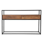 Olivern Glass-Top Console Table with Storage - Brown - SEI